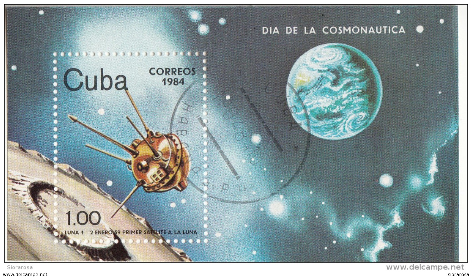 2699 Cuba 1984 Cosmonauts&rsquo; Day Luna 1 Il Primo Satellite Sulla Luna Sheet Perf. - Amérique Du Sud