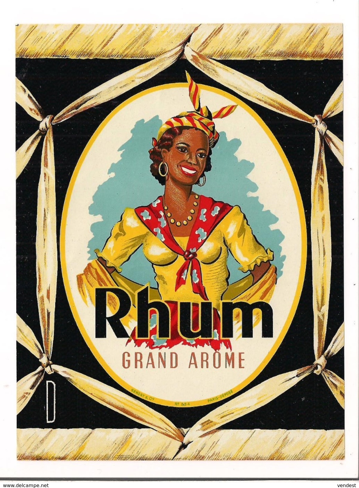 Etiquette Rhum Grand Arôme - Gensay & Cie - Format 12 X 16 Cm - - Rhum