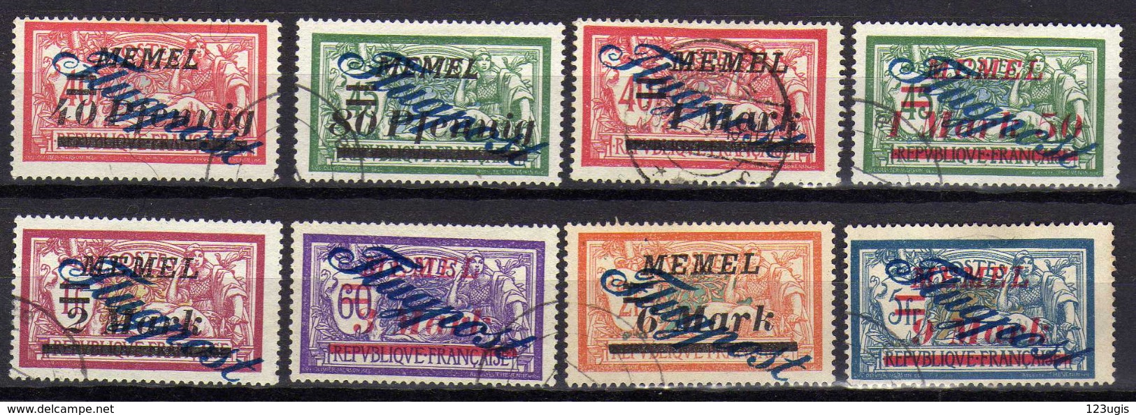 Memel (Klaipeda) 1922 Mi 72-74; 76-78; 82-83, Gestempelt, Flugpost / Air Mail [280117L] - Memelgebiet 1923