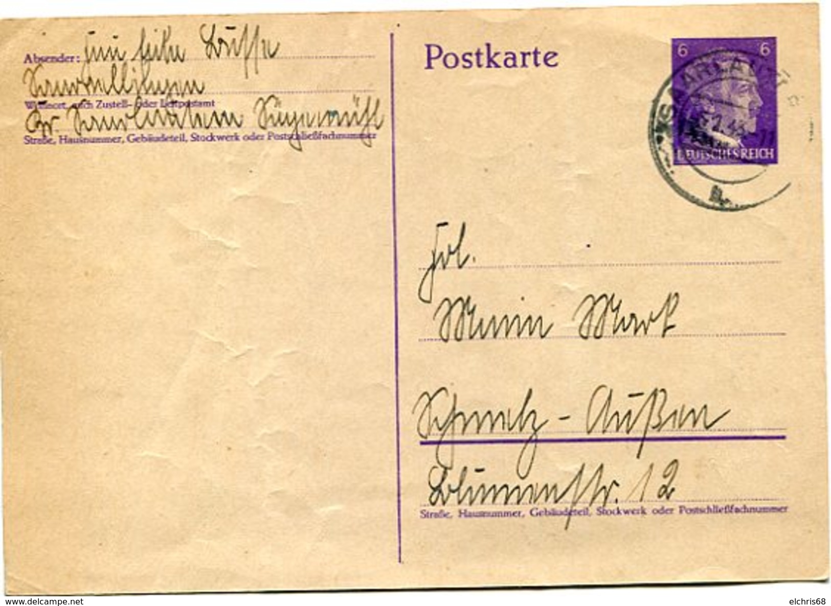 VR 42 Sarre Entier Postal   Saarlautern Du 4.1.42 - Briefe U. Dokumente