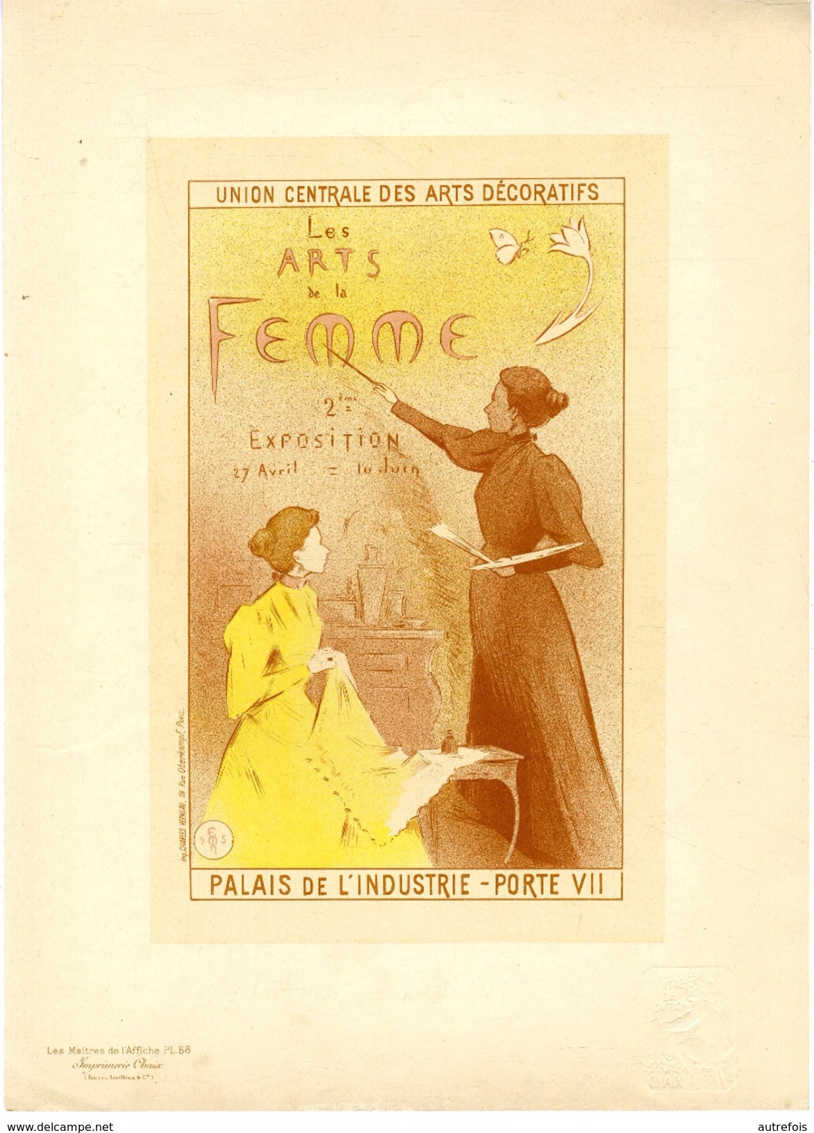 MOREAU NELATON  LES MAITRES DE L AFFICHE  2éme EXPOSITION DES ARTS DE LA FEMME PALAIS DE L INDUSTRIE  PLANCHE N° 58 1897 - Lithographies