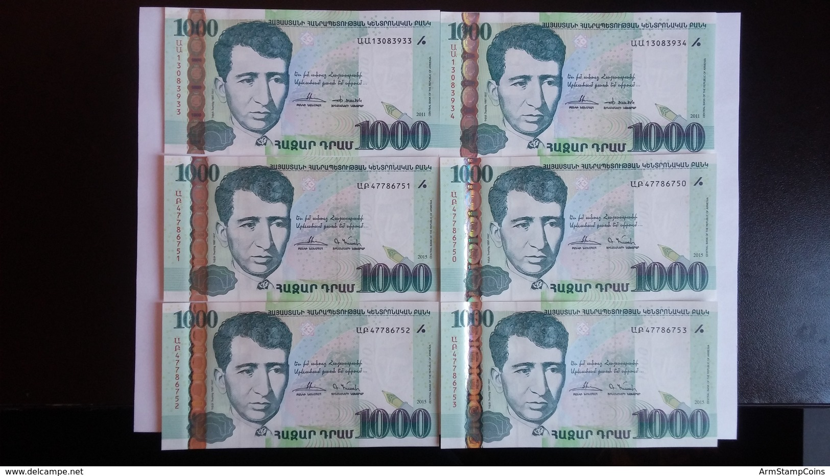 Armenia Arménie Armenien 2015 1PCS Uncirculated 1000 Drams Banknote Armenian Writer Yeghishe Charents - Armenia