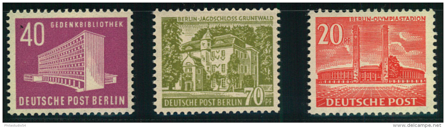 1953,1954, Drei Postfrische Bauten-Ergänzungswerte. Michel 198,- - Ongebruikt