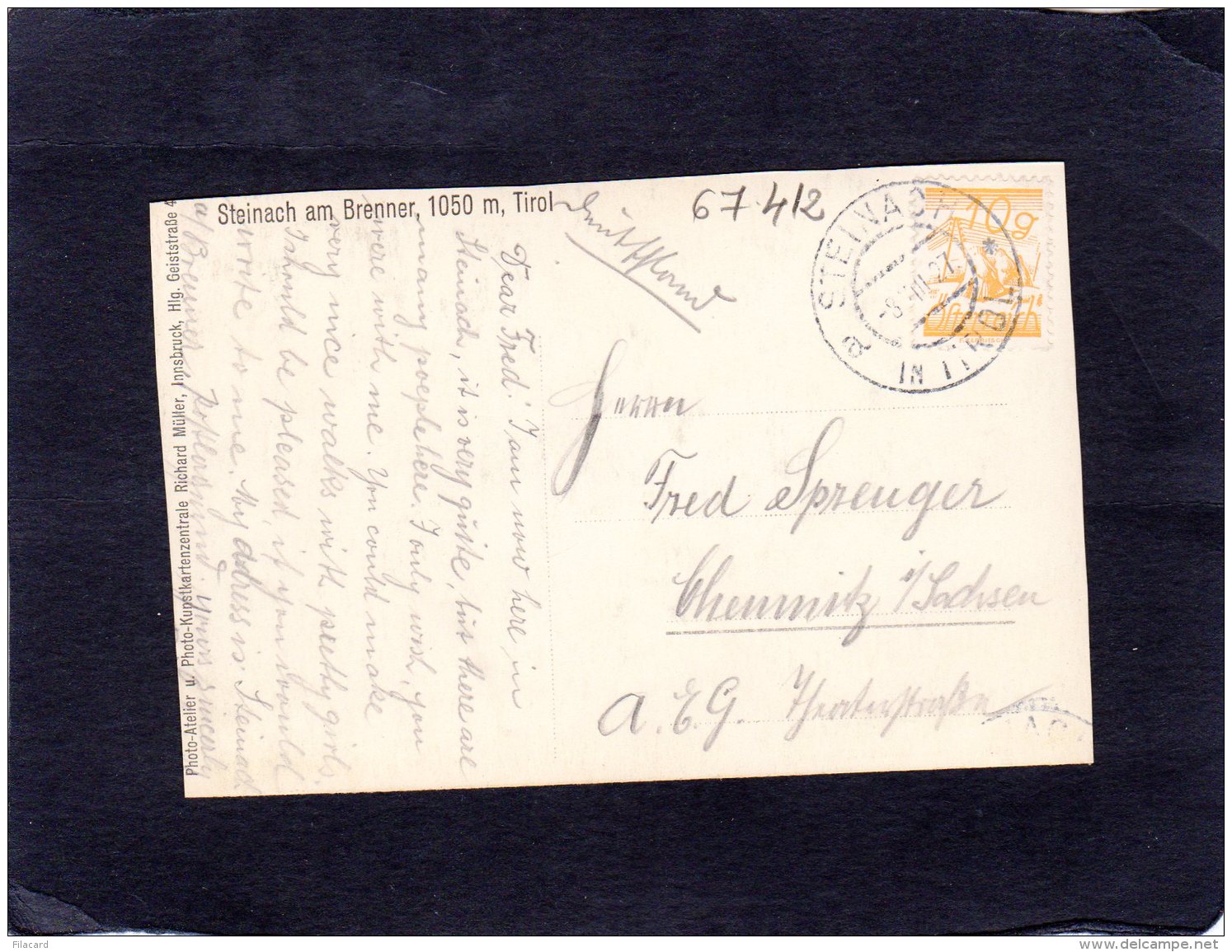 67412    Austria,   Steinach Am  Brenner,  Tirol,  VG 1927 - Steinach Am Brenner