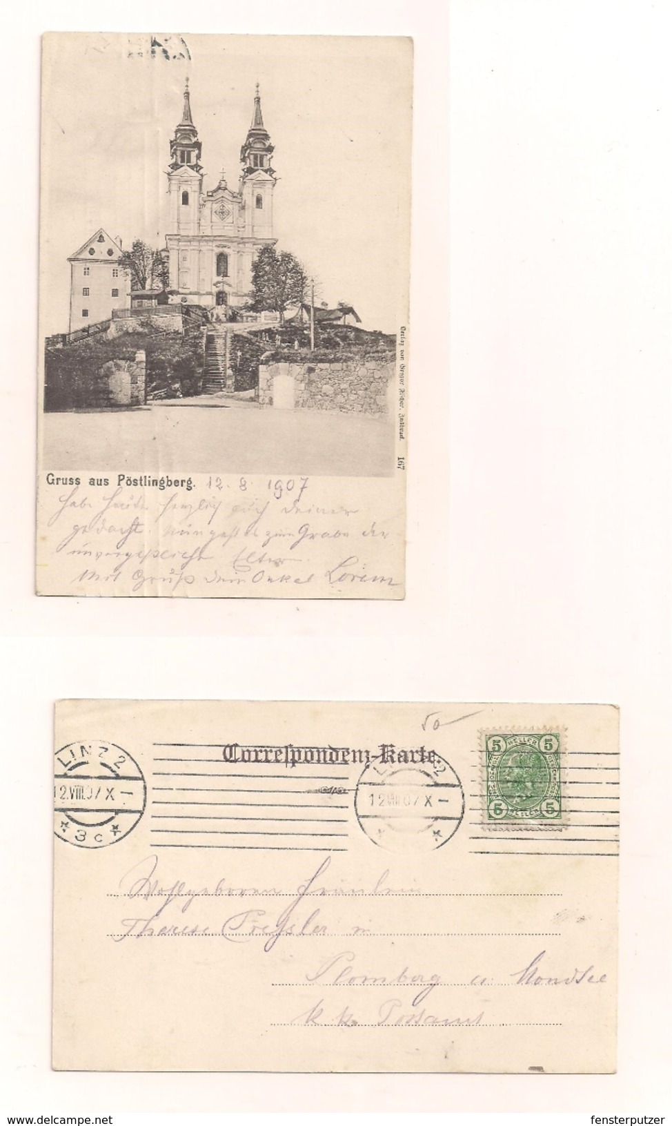 AK Gruss Aus Pöstlingberg - 12.8.1907 - Echt Gelaufen - Linz Pöstlingberg