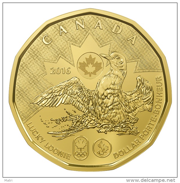 Canada 1 Dollar 2016 Lucky Loonie UNC From Bank Roll - Canada