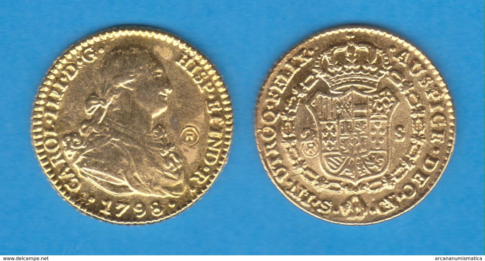 CARLOS IV (1.788 - 1.808) 2 ESCUDOS 1.798 Sevilla Oro Réplica  T-DL-12.042 - Test- Und Nachprägungen