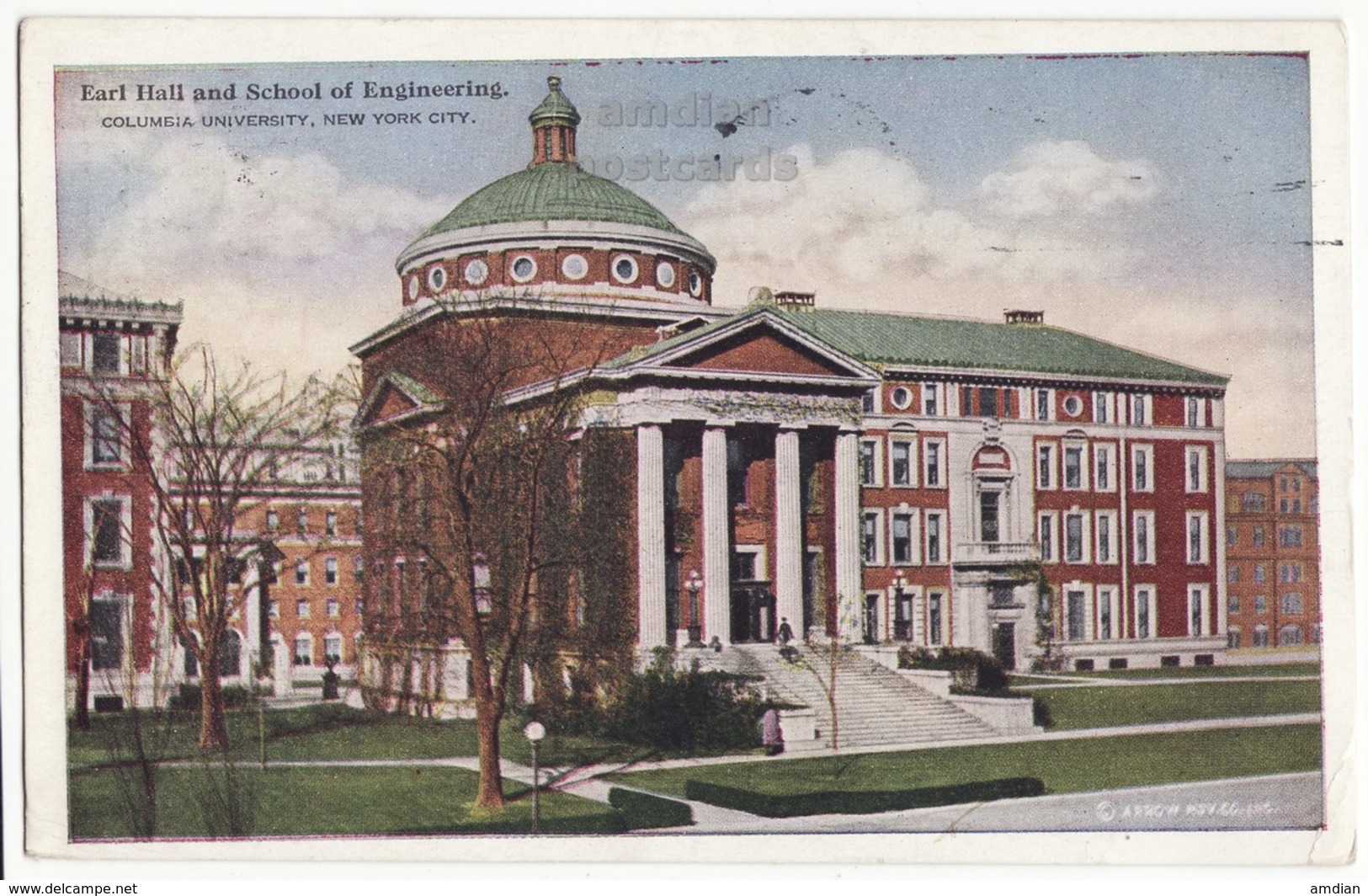 New York City NY, COLUMBIA UNIVERSITY EARL HALL SCHOOL OF ENGINEERING C1926 Vintage Postcard [7024] - Enseignement, Écoles Et Universités
