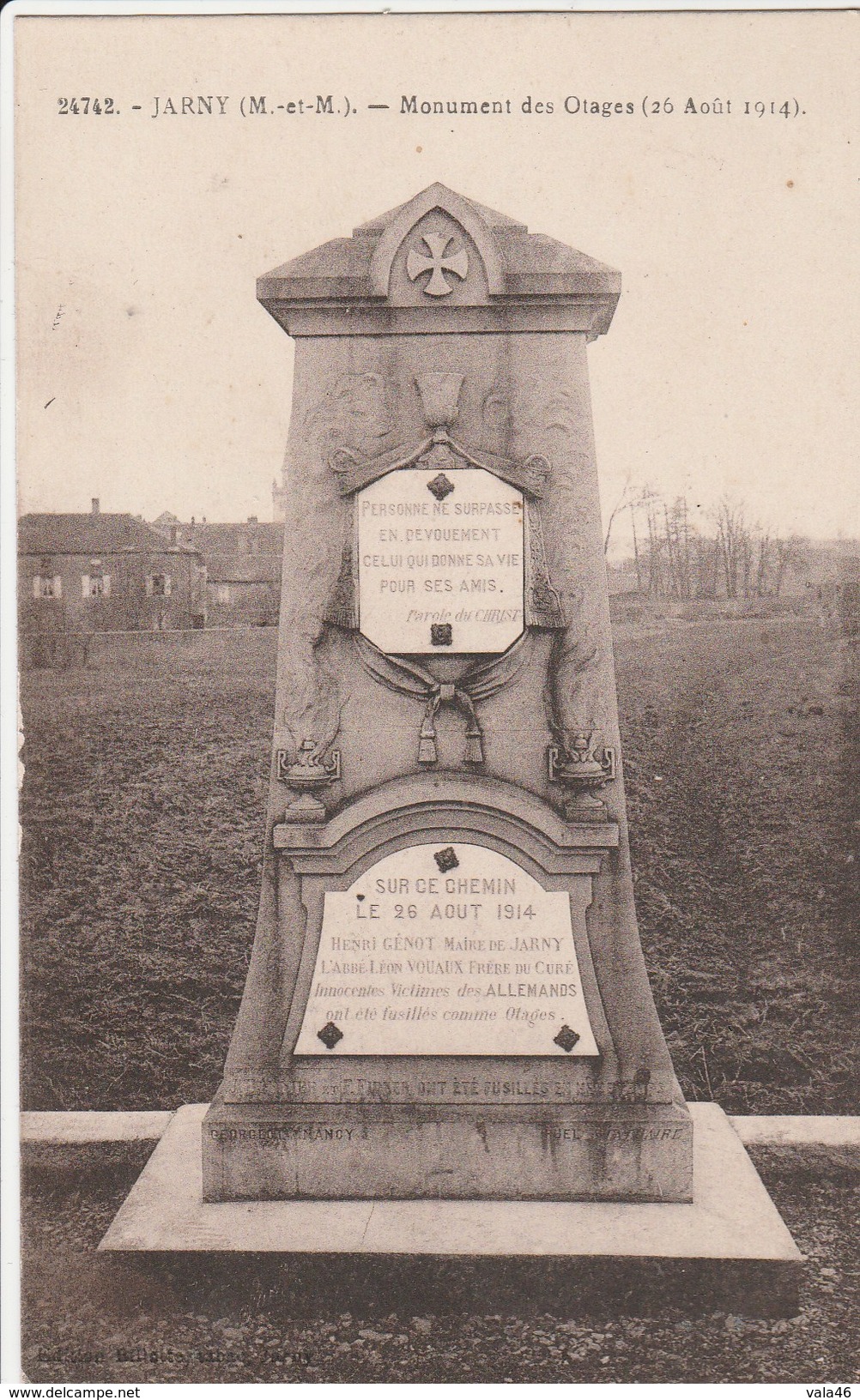 JARNY  54  MEURTHE ET MOSELLE CPA   MONUMENT DES OTAGES  DU 26 AOUT 1914 - Jarny