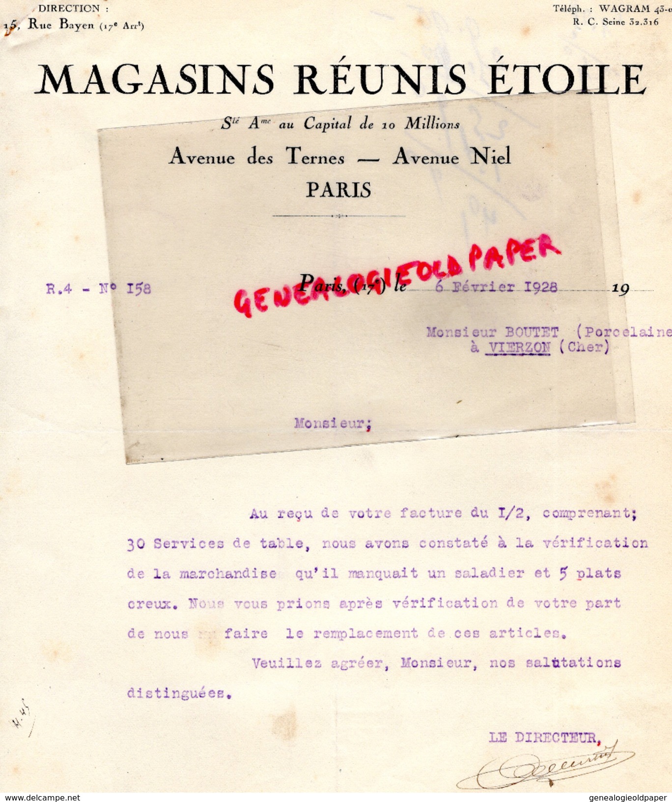 75- PARIS - MAGASINS REUNIS ETOILE- AVENUE DES TERNES - AVENUE NIEL- 1928 - 1900 – 1949