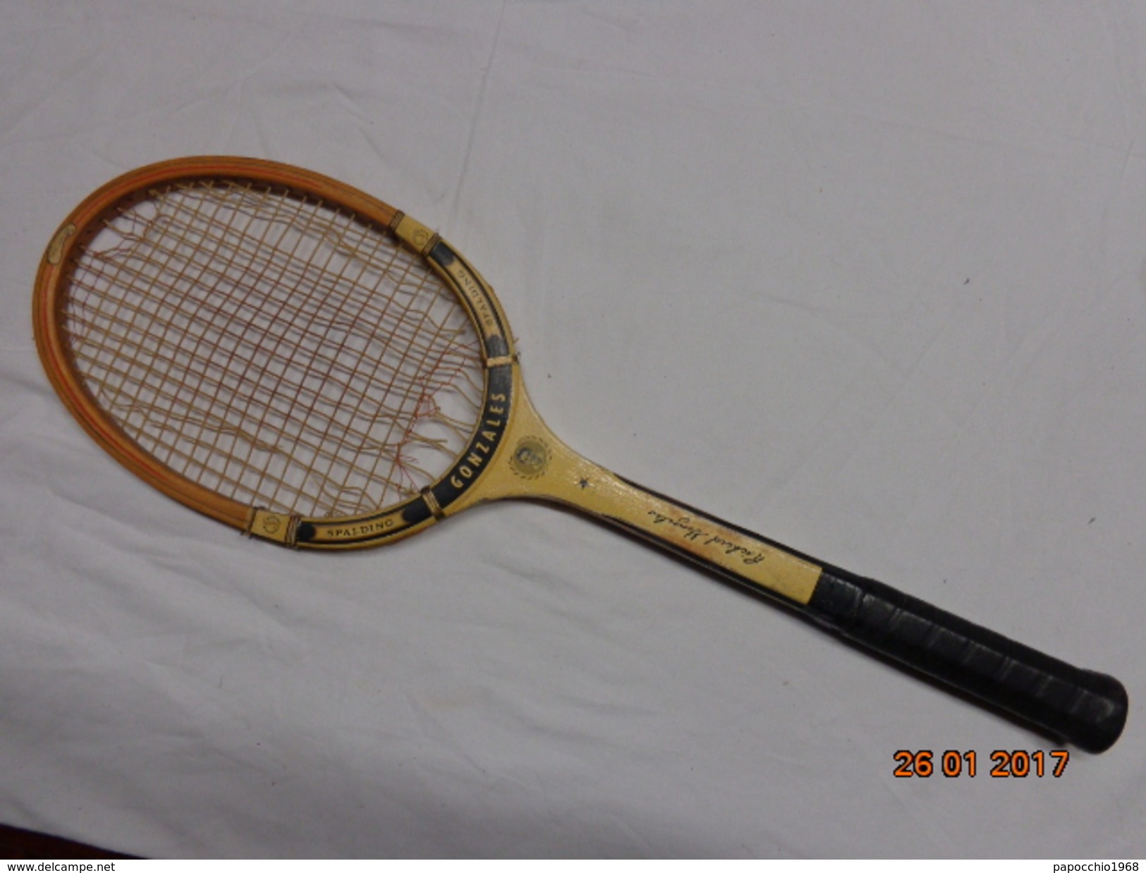 SPALDING RICHARD GONZALES  RACCHETTA DA TENNIS VINTAGE EPOCA RAQUETTE RACKET - Abbigliamento, Souvenirs & Varie