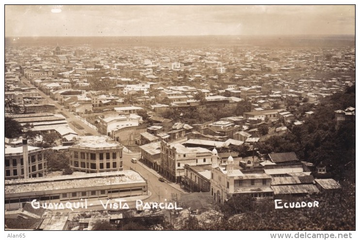 Guayaquil Ecuador, Aerial Panoramic View Of City C1940s Vintage Real Photo Postcard - Ecuador