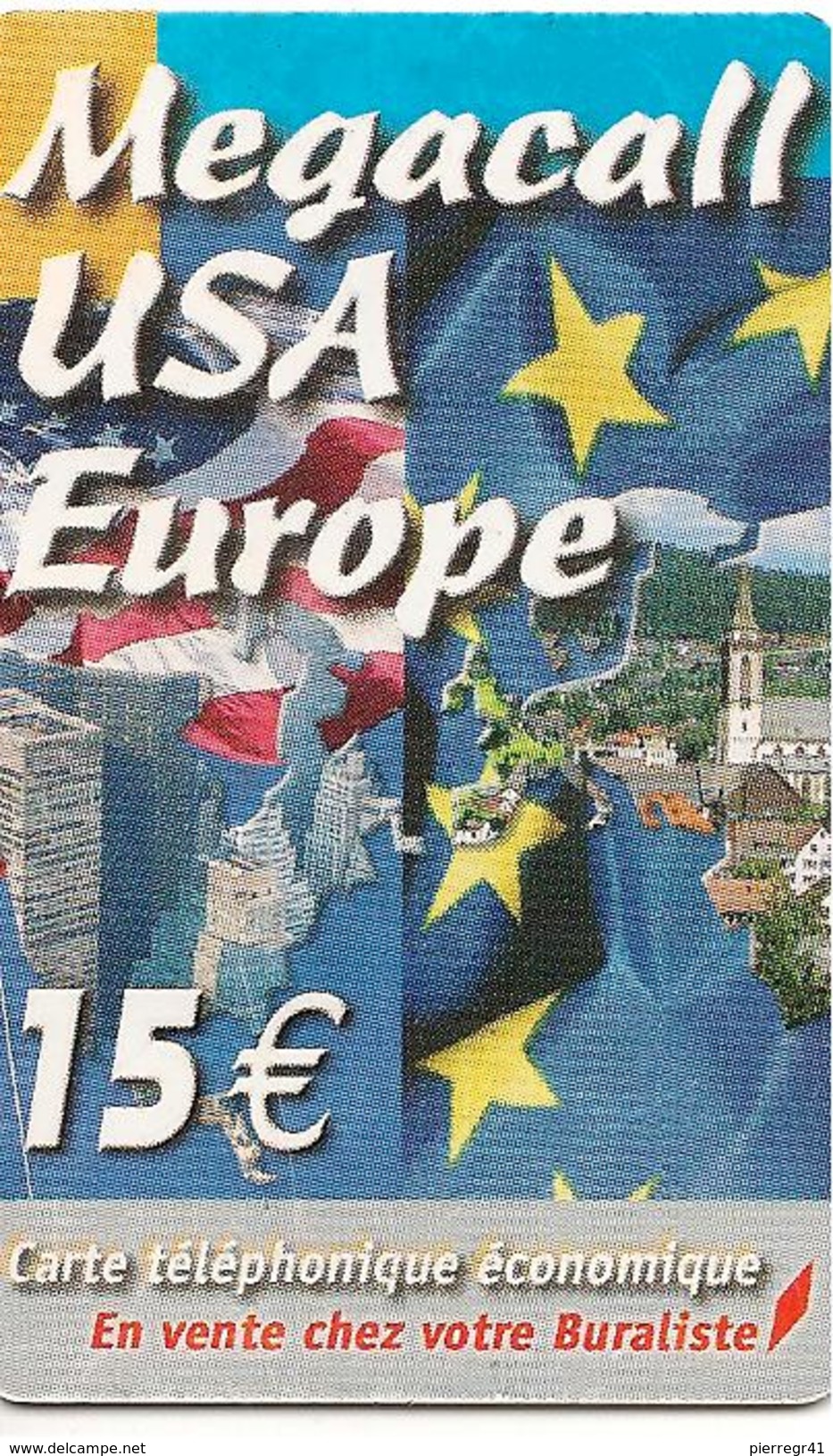 CARTE²-PREPAYEE-DELTA-MULTIMEDIA-MEGACALL-15&euro;-USA-EUROPE30/12/2008-V° CODE-3/3/3/3/-TBE     - - Autres & Non Classés