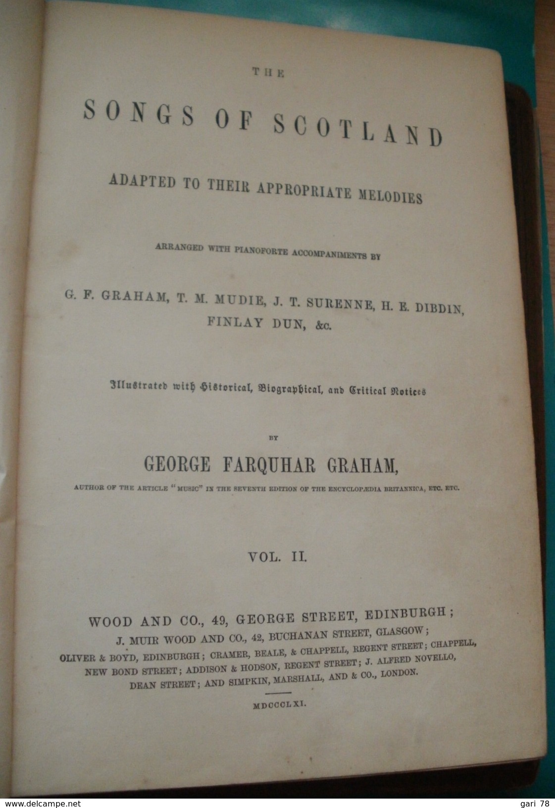 The SONGS OF SCOTLAND Adapted To Their Appropiate Melodies By GRAHAM - 1850-1899