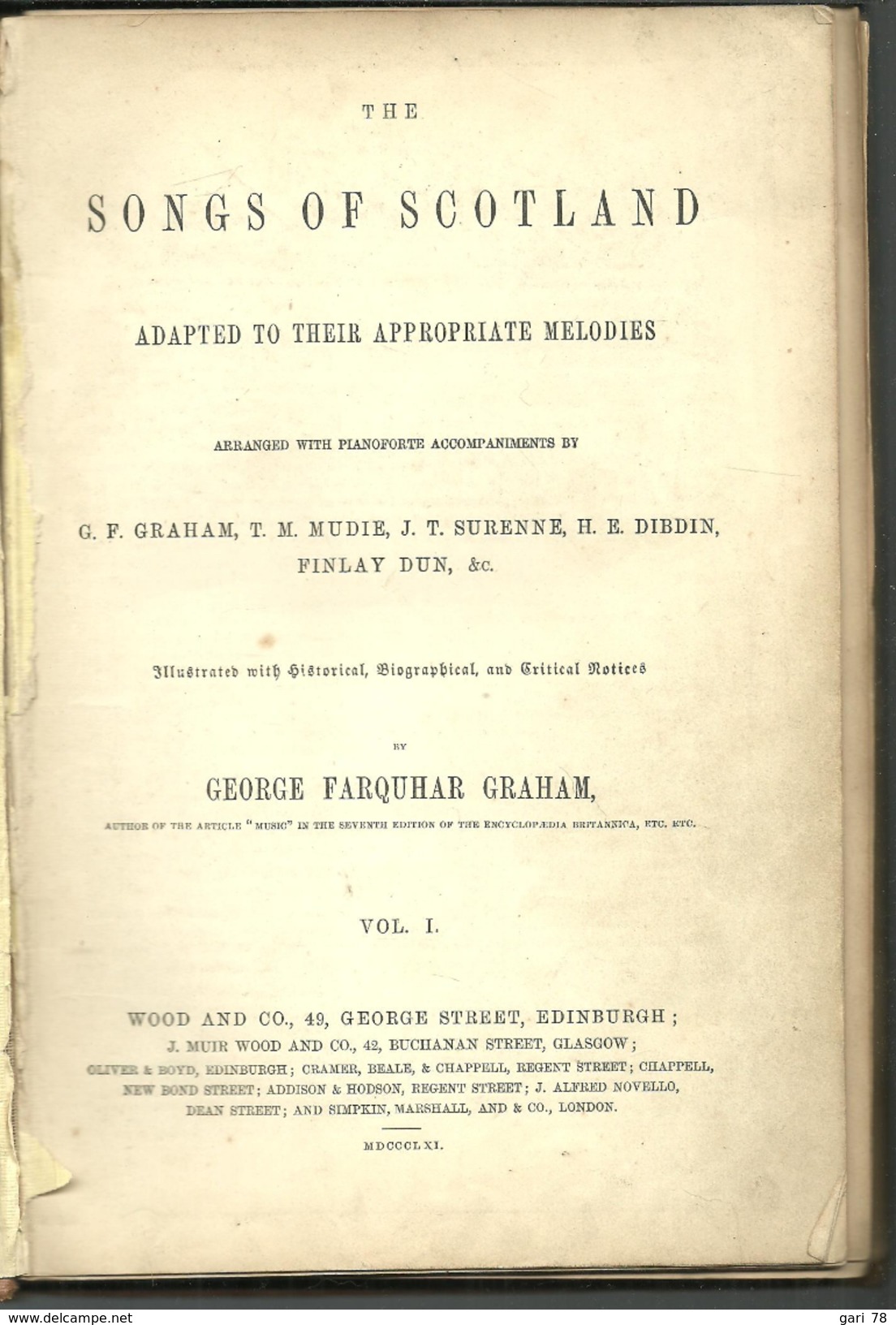 The SONGS OF SCOTLAND Adapted To Their Appropiate Melodies By GRAHAM - 1850-1899