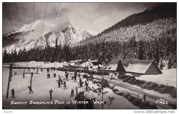 Washington State Summit Snoqualmie Pass, Ski Area, Ellis #462 C1940s Vintage Real Photo Postcard - Other & Unclassified