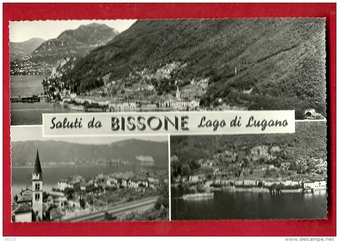 PRR-02  Saluti Da Bissone Lago Lugano, Multivues. Circulé Sous Enveloppe - Bissone