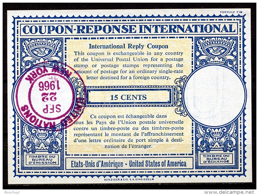 United Nations New York, USA International Reply Coupon, IRC, Ottawa Format, 15 Cents, September 22 1966, Gaines NY5 - Sonstige & Ohne Zuordnung