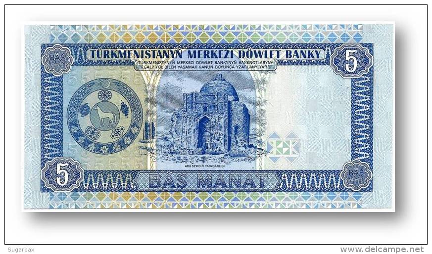 TURKMENISTAN - 5 MANAT - ND ( 1993 ) - Pick 2 - UNC. - Serie AC - 2 Scans - Turkmenistan