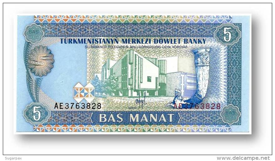 TURKMENISTAN - 5 MANAT - ND ( 1993 ) - Pick 2 - UNC. - Serie AE - 2 Scans - Turkmenistan