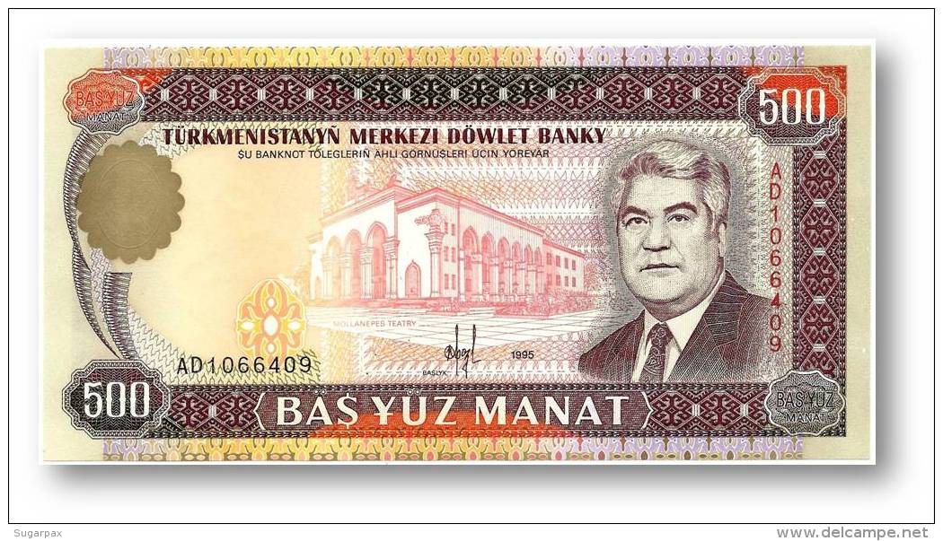 TURKMENISTAN - 500 MANAT - 1995 - Pick 7.b - UNC. - Serie AD - 2 Scans - Turkmenistan