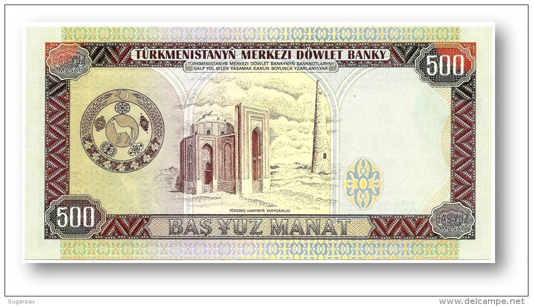 TURKMENISTAN - 500 MANAT - 1995 - Pick 7.b - UNC. - Serie AD - 2 Scans - Turkmenistan