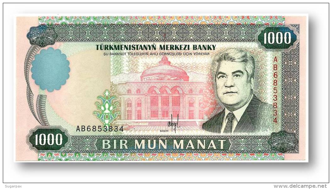 TURKMENISTAN - 1000 MANAT - 1995 - Pick 8 - UNC. - Serie AB - 2 Scans - Turkménistan