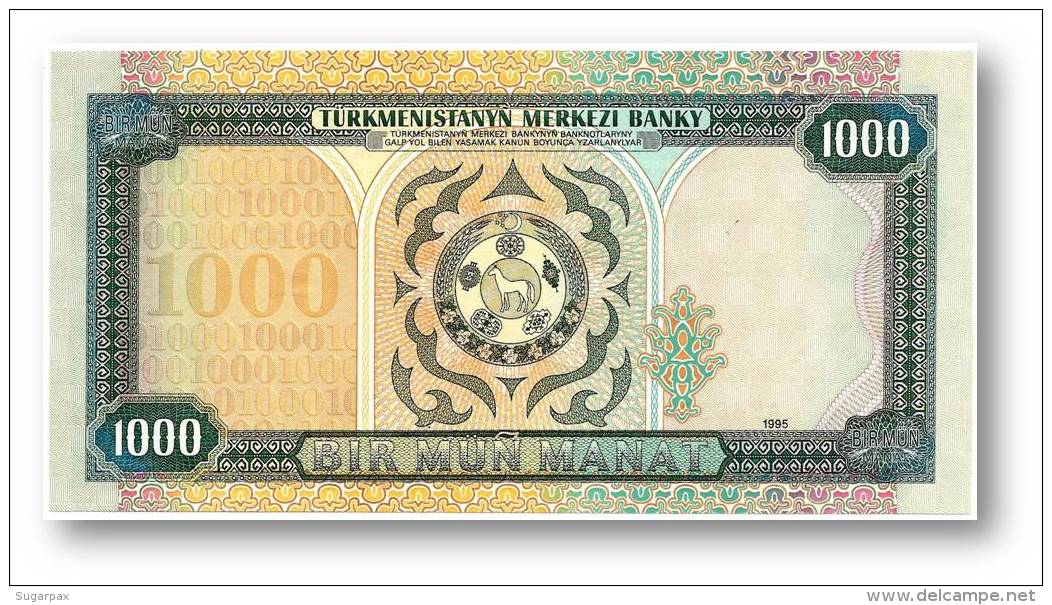 TURKMENISTAN - 1000 MANAT - 1995 - Pick 8 - UNC. - Serie AB - 2 Scans - Turkménistan