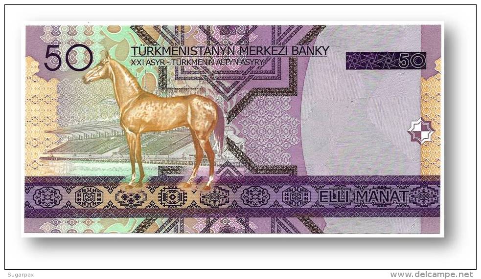 TURKMENISTAN - 50 MANAT - 2005 - Pick 17 - UNC. - Serie AB - 2 Scans - Turkmenistan