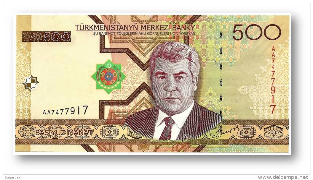 TURKMENISTAN - 500 MANAT - 2005 - Pick 19 - UNC. - Serie AA - 2 Scans - Turkmenistan