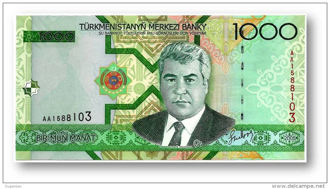 TURKMENISTAN - 1000 MANAT - 2005 - Pick 20 - UNC. - Serie AA - 2 Scans - 1.000 - Turkmenistan