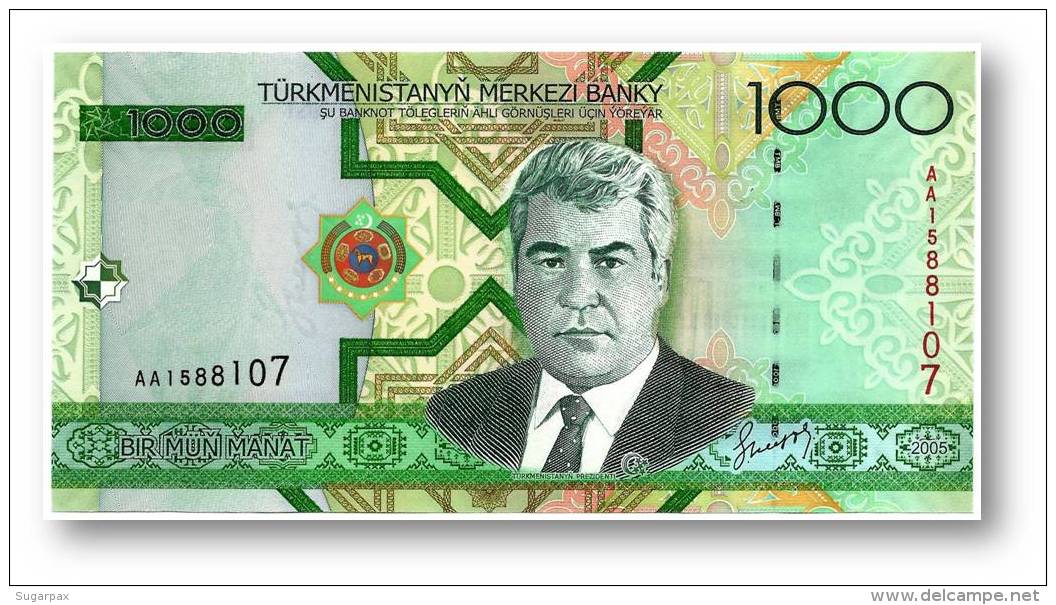 TURKMENISTAN - 1000 MANAT - 2005 - Pick 20 - UNC. - Serie AA - 2 Scans - 1.000 - Turkménistan