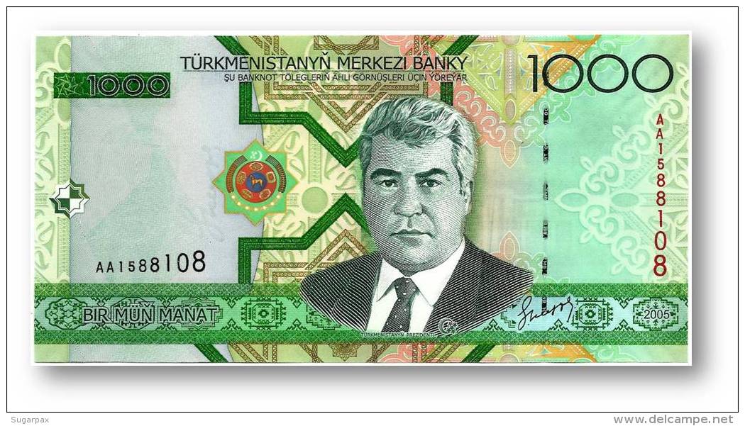 TURKMENISTAN - 1000 MANAT - 2005 - Pick 20 - UNC. - Serie AA - 2 Scans - 1.000 - Turkménistan