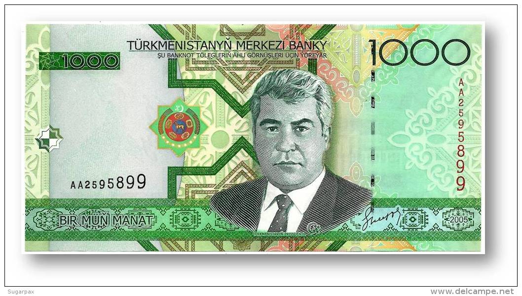 TURKMENISTAN - 1000 MANAT - 2005 - Pick 20 - UNC. - Serie AA - 2 Scans - 1.000 - Turkménistan