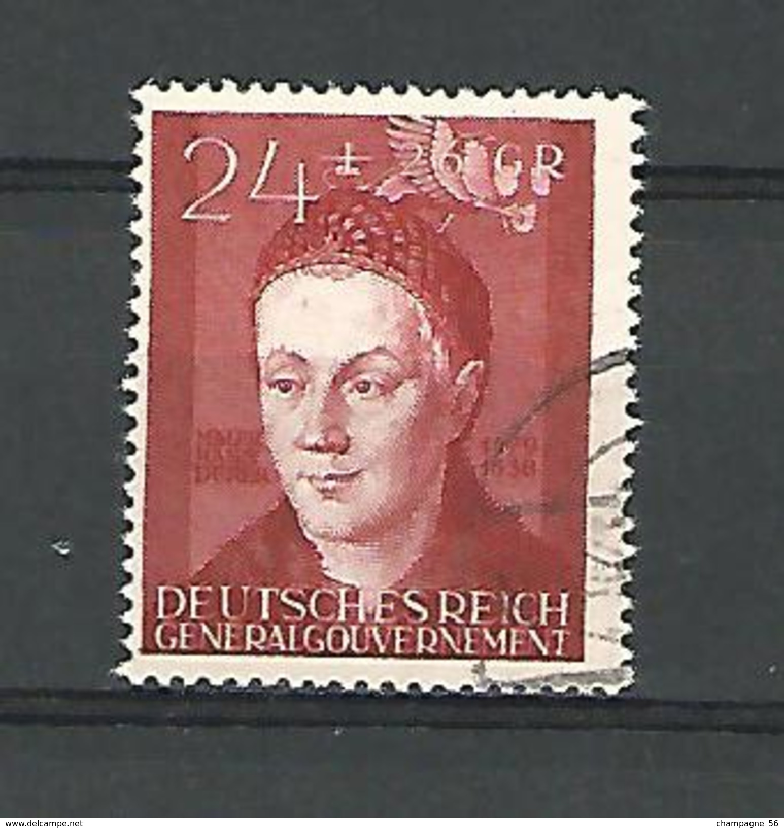 1942 N° 108 HANS DÜRER PEINTRE DEUTSCHES REICH GENERAL GOUVERNEMENT  OBLITÉRÉ CHARNIÈRE - Governo Generale