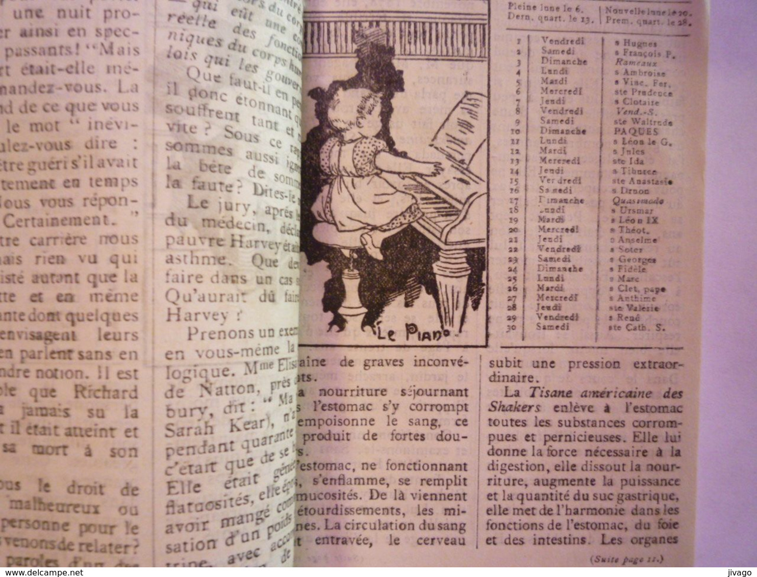 CALENDRIER  1898  de 32 pages avec récit  "Ce que le conducteur d'un train aperçut de sa fenêtre"