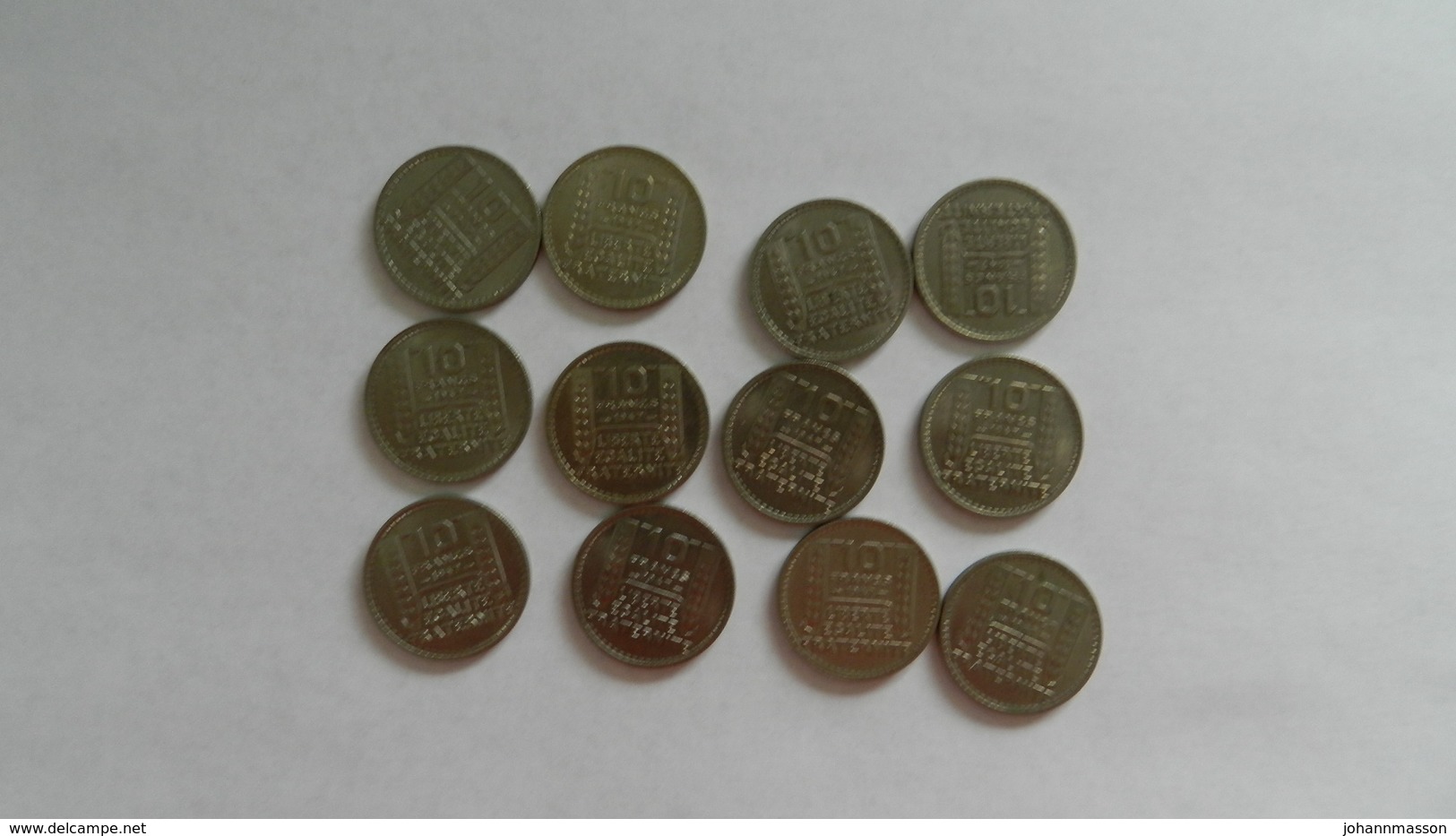 Lot De 12 Monnaies  - 10 Francs Turin 1947  Trés   Bon Etat - Kiloware - Münzen