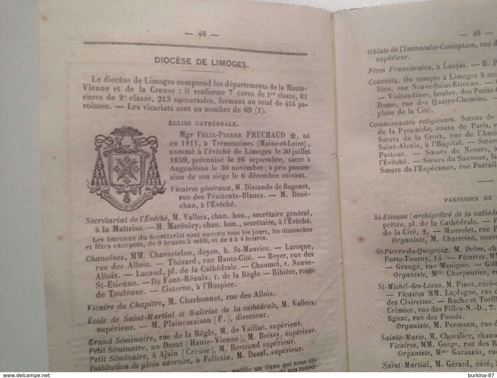 ALMANACH  LIMOUSIN , 1865, LIMOGES ,DUCOURTIEUX LIBRAIRE EDITEUR