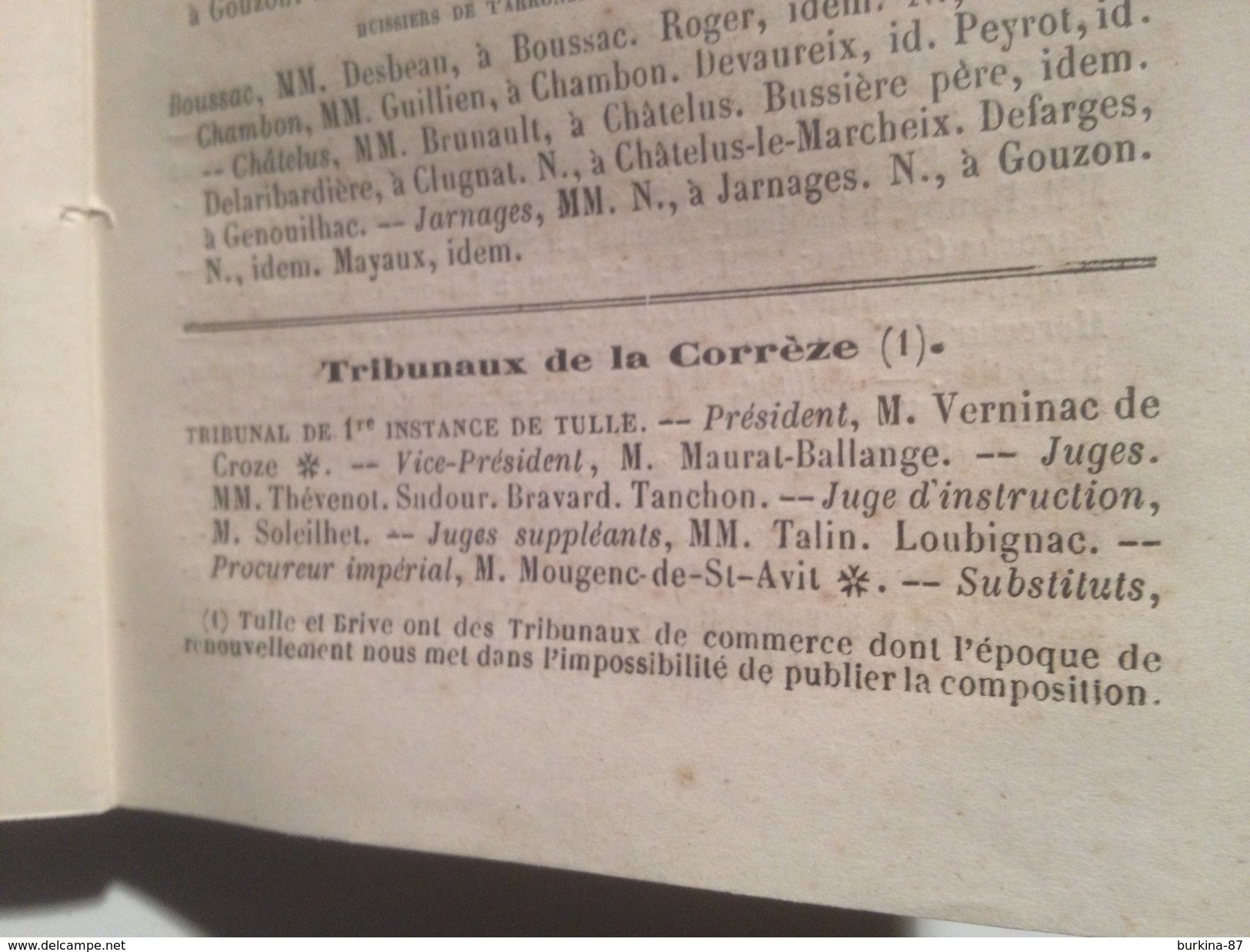 ALMANACH  LIMOUSIN , 1865, LIMOGES ,DUCOURTIEUX LIBRAIRE EDITEUR
