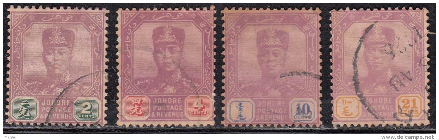 4v Used Johore, 1918-1920 Multi Crown, 1919 Malaya, - Johore