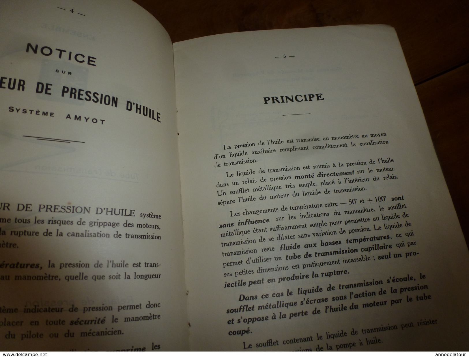 1937 Notice Indicateur De Pression D'huile AMYOT Sur Moteur D'avion, à L'usage Des Mécaniciens De L'aviation - Vliegtuig