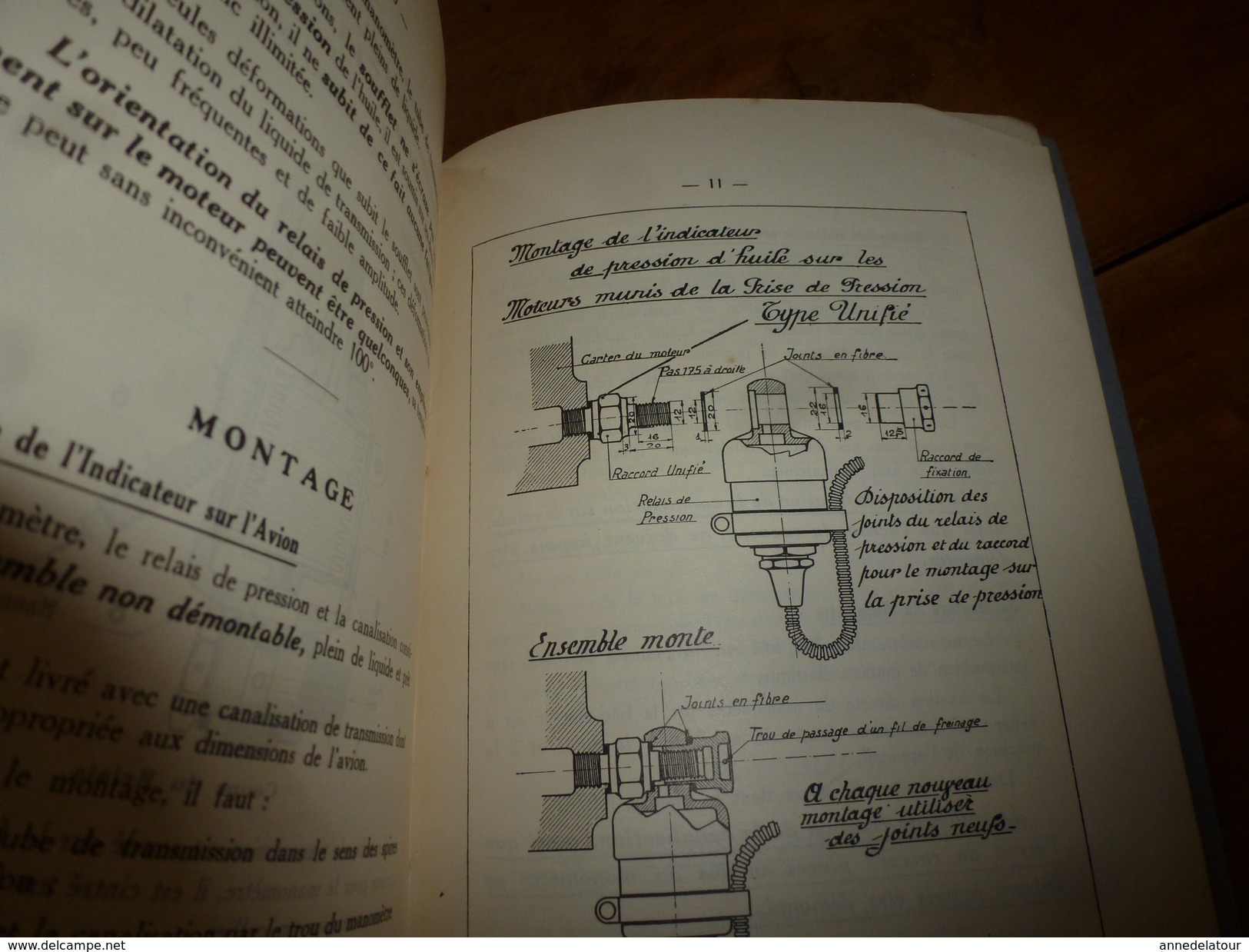 1937 notice indicateur de pression d'huile AMYOT sur moteur d'avion, à l'usage des mécaniciens de l'aviation