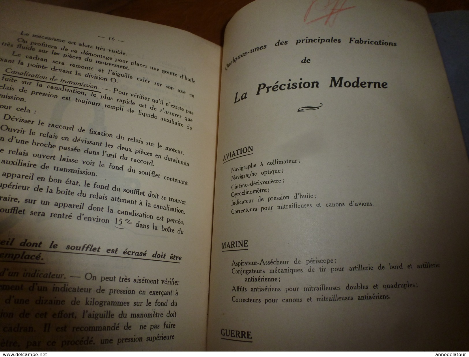 1937 notice indicateur de pression d'huile AMYOT sur moteur d'avion, à l'usage des mécaniciens de l'aviation