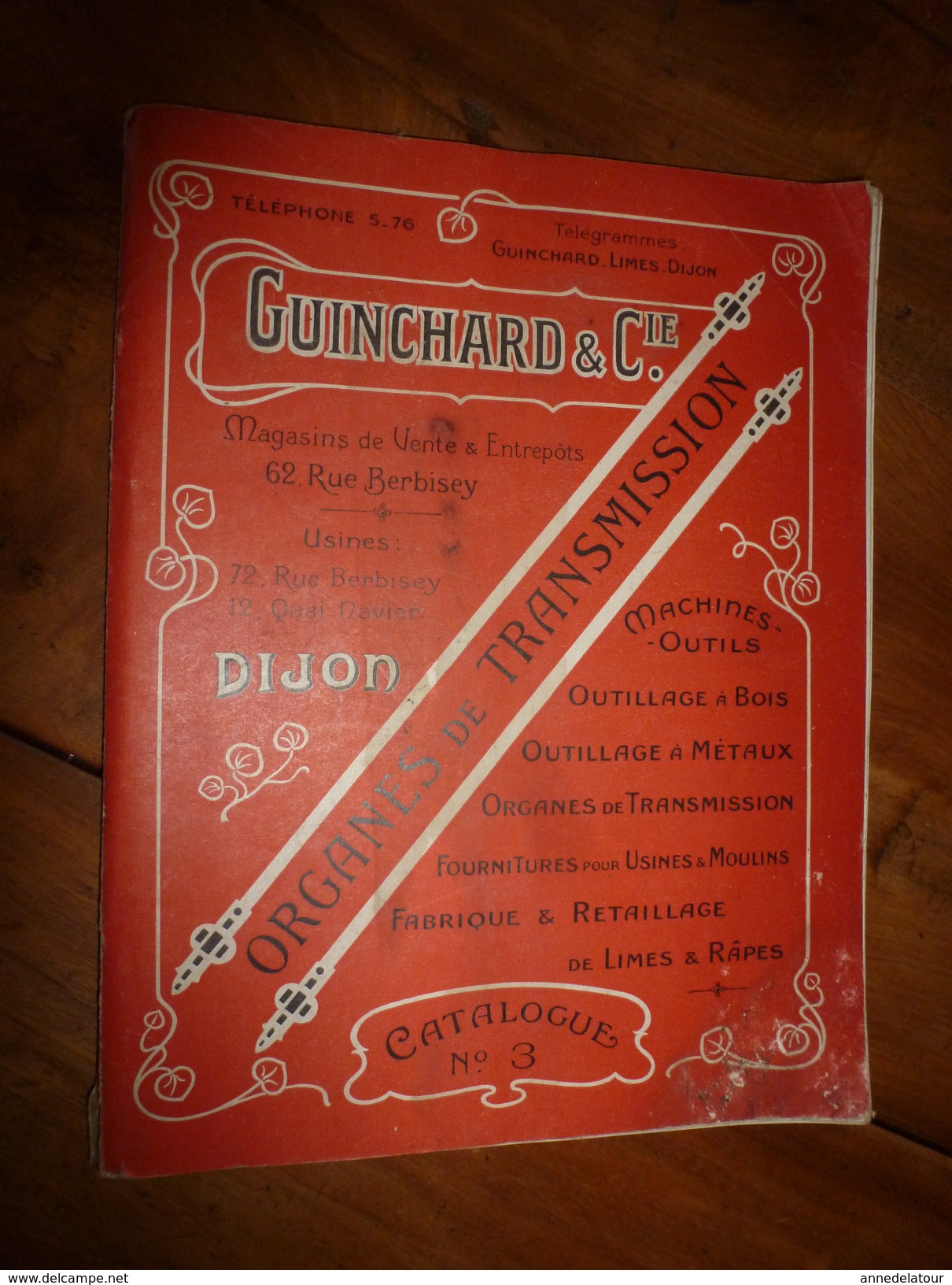 1920  GUINCHARD & Cie à Dijon :Catalogue N° 3 Organes De Transmission,Machines-Outils,Poulies Arbres Verticaux Et Horiz. - 1900 – 1949