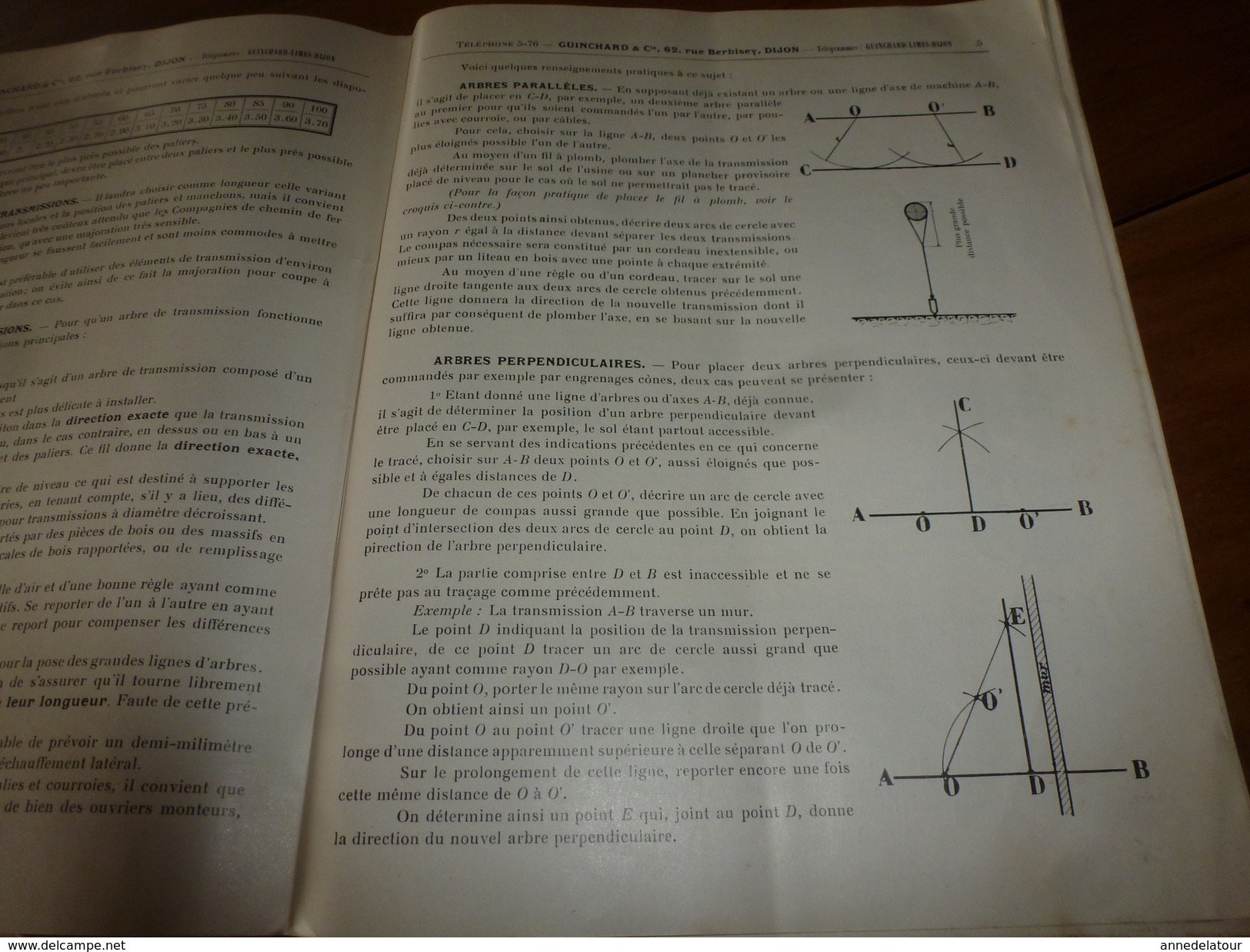 1920  GUINCHARD & Cie à Dijon :Catalogue N° 3 Organes De Transmission,Machines-Outils,Poulies Arbres Verticaux Et Horiz. - 1900 – 1949