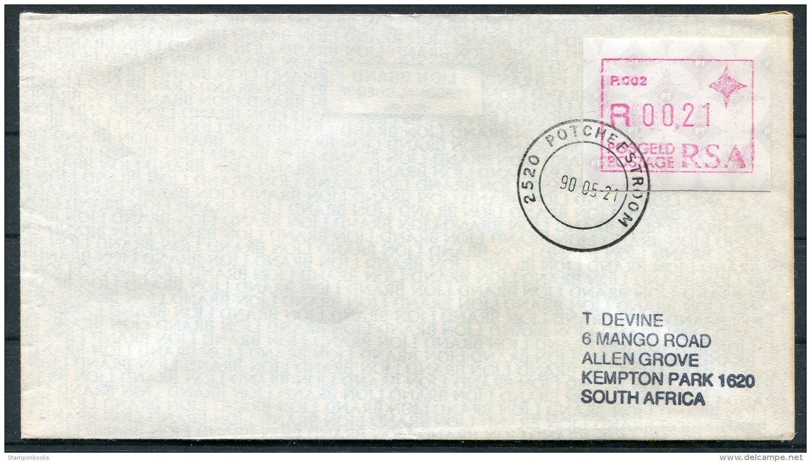 1990 South Africa Frama P002 + P017 Potchefstroom, Auckland Park Covers (2) Mint &amp; Used - Automatenmarken (Frama)