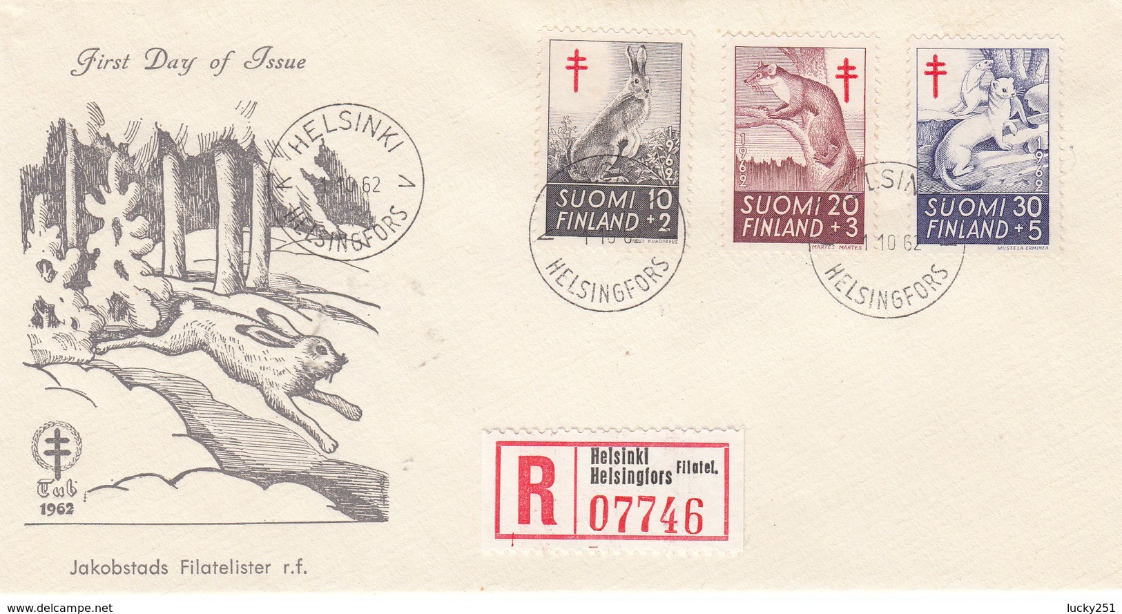 Finlande - Lettre/Mammifères Divers - Année 1962 - Y.T. N° 527/529 - Covers & Documents