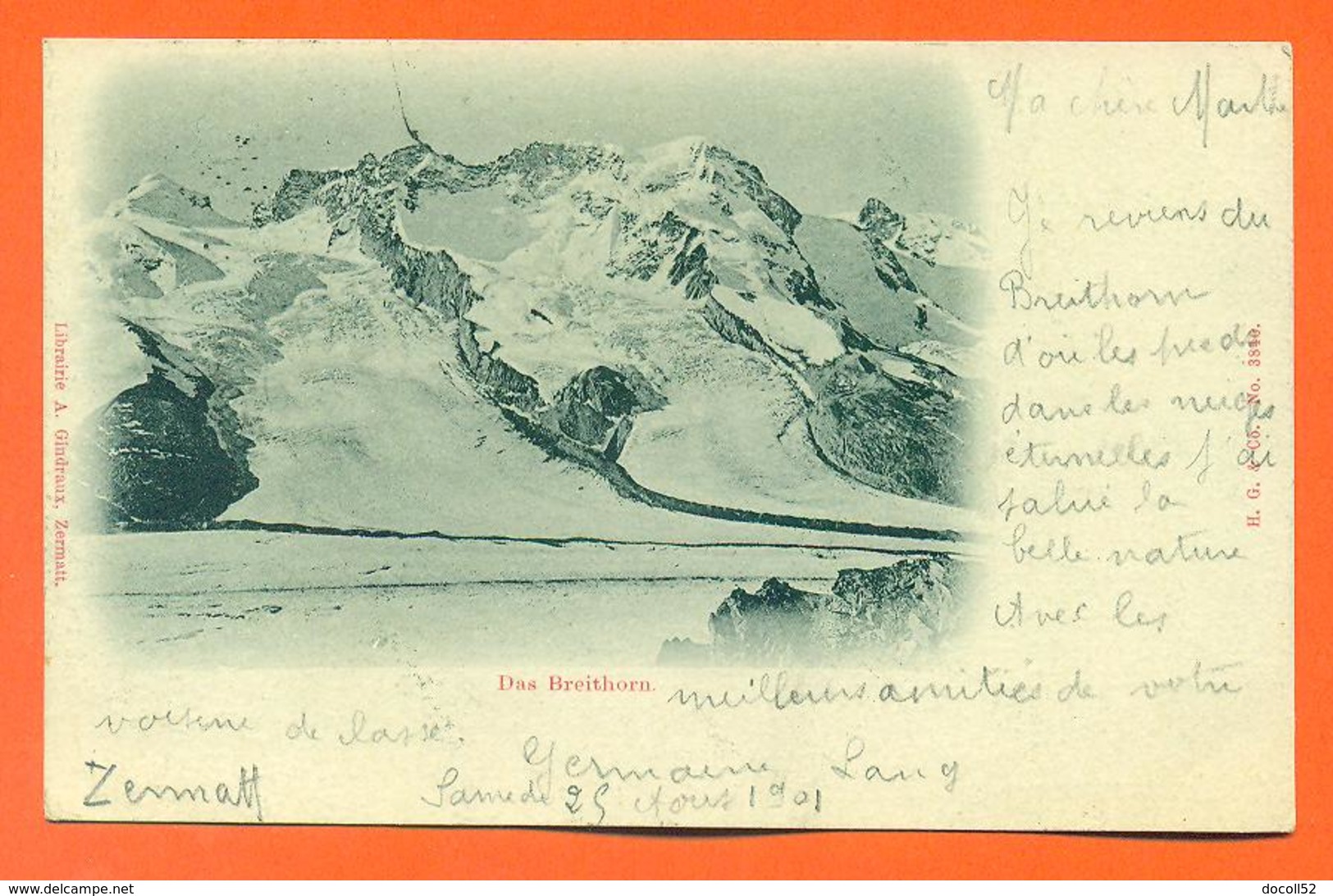 CPA Suisse Zermatt " Das Breithorn " Carte Precurseur - LJCP 25 - Matt