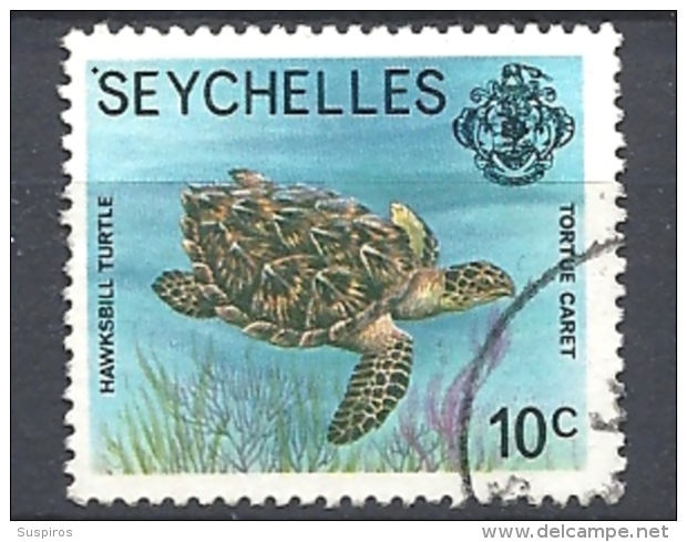 SEYCHELLES   1977 Marine Life      USED  Eretmochelys Imbricata  TURTLE - Seychelles (...-1976)