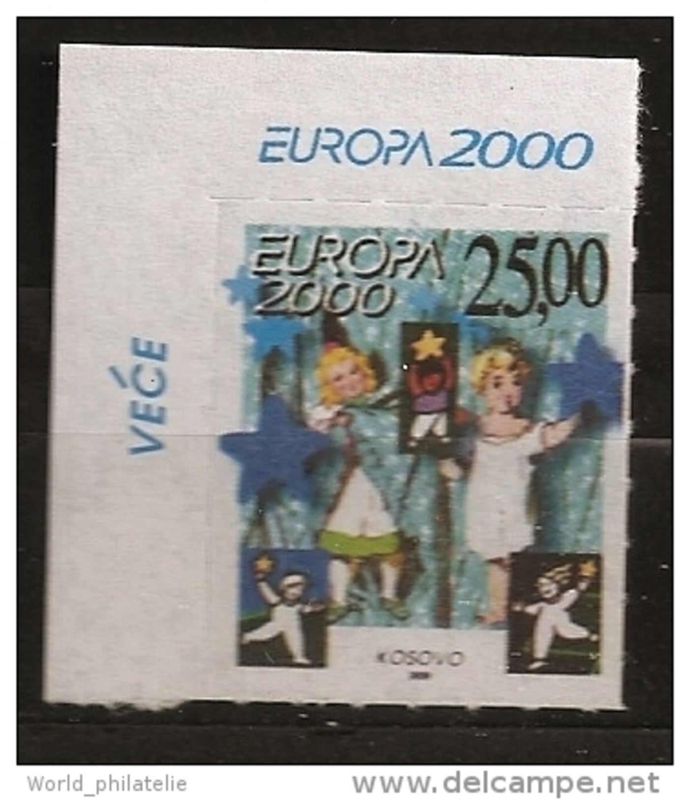 Kosovo Serbe 2000 - 1 Valeur ** Europa, Colonne, Enfants, Etoiles, Pièce De Monnaie, Euro, Jeux, Emission Conjointe - Kosovo